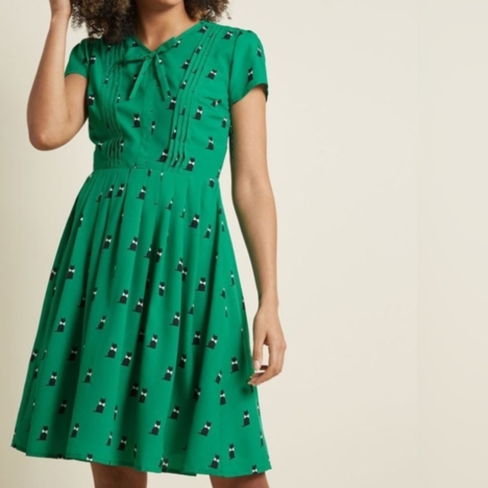 Modcloth "Exploratory Style" A-Line Dress in Cats 1x